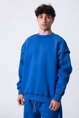 Men's Tomato Store Oversized Classic Crew Neckline Exposed Contrast Stitching Details Outfit