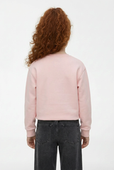 Girl's Long Sleeve Front Print Detail Round Neckline Comfortable Melton Sweatshirt