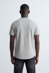 Men’s Tomato Store Textured Panel T-Shirt Mixed Knit Surface Asymmetric Contrast Detail