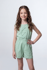 Girl's Tomato Store Sleeveless Romper Front Bow Detail Elastic Waist Shape Open Back Jumpsuit