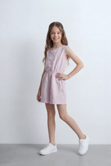 Girl's Tomato Store Sleeveless Romper Front Bow Detail Elastic Waist Shape Open Back Jumpsuit