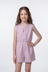 Girl's Tomato Store Sleeveless Romper Front Bow Detail Elastic Waist Shape Open Back Jumpsuit