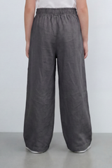Girl's Tomato Store Easy Terrain Wide Leg Pants With Linen Look Slub Texture Soft Garment Washed Surface Curved Pocket Detail