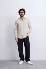Men's Everyday Linen Tomato Stores Shirt Slim Fit Long Sleeve For A Relaxed Polished Appearance