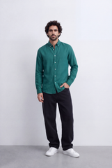 Men's Everyday Linen Tomato Stores Shirt Slim Fit Long Sleeve For A Relaxed Polished Appearance