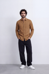 Men's Everyday Linen Tomato Stores Shirt Slim Fit Long Sleeve For A Relaxed Polished Appearance