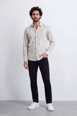 Men's Tomato Store Long Sleeve Patterned Casual Shirt With Classic Collar And Slim Fit Styling