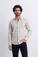 Men's Tomato Store Long Sleeve Patterned Casual Shirt With Classic Collar And Slim Fit Styling