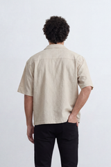 Men’s Tomato Store Midnight Crinkle Resort Box Fit Shirt Vertical Crushed Texture Gives Plain Body Laidback
