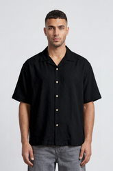 Men’s Tomato Store Palma Crinkle Shirt Paper Grain Texture Across Clean Plain Surface Button Front