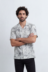 Men’s Tomato Store Urban Patina Shirt Clouded Mineral Texture Across The Body Button Front