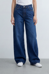 Women's Wide Leg High Waist Jeans Five Pocket Style With Zip Fly Closure Tomato Store
