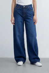 Women's Wide Leg High Waist Jeans Five Pocket Style With Zip Fly Closure Tomato Store