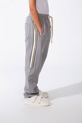 Boy's Sporty Wide-Leg Design Contrast Side Stripes Side Pockets Trendy Athletic Style For Daily Use Sweatpants
