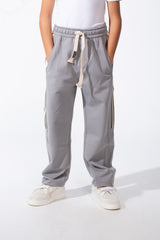 Boy's Sporty Wide-Leg Design Contrast Side Stripes Side Pockets Trendy Athletic Style For Daily Use Sweatpants
