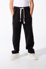 Boy's Sporty Wide-Leg Design Contrast Side Stripes Side Pockets Trendy Athletic Style For Daily Use Sweatpants