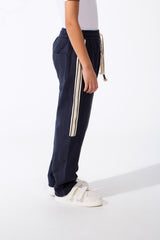 Boy's Sporty Wide-Leg Design Contrast Side Stripes Side Pockets Trendy Athletic Style For Daily Use Sweatpants