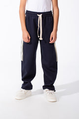 Boy's Sporty Wide-Leg Design Contrast Side Stripes Side Pockets Trendy Athletic Style For Daily Use Sweatpants
