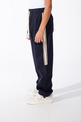 Boy's Sporty Wide-Leg Design Contrast Side Stripes Side Pockets Trendy Athletic Style For Daily Use Sweatpants