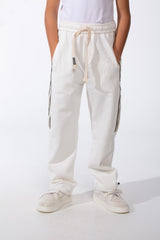 Boy's Sporty Wide-Leg Design Contrast Side Stripes Side Pockets Trendy Athletic Style For Daily Use Sweatpants