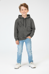 Boy's Oversized Hood Washed Print Classic Kangaroo Front Pocket Tomato Store Sweatshirt With Edge Seam Detailing