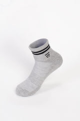 Men's Embroidered Logo With Unique Stripe on Ankle Soft Breathable Fabric All-Day Comfort Crew Socks