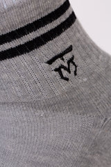 Men's Embroidered Logo With Unique Stripe on Ankle Soft Breathable Fabric All-Day Comfort Crew Socks