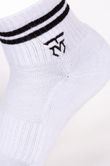 Men's Embroidered Logo With Unique Stripe on Ankle Soft Breathable Fabric All-Day Comfort Crew Socks