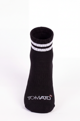 Men's Tomato Store Ribbed Crew Socks Contrast Double Stripe Detail Tomato Logo