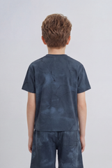 Boy's Tomato Store Summer Outfit Set Tie Dye Style Elastic Waist Draw Cord Detail