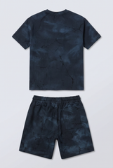 Boy's Tomato Store Summer Outfit Set Tie Dye Style Elastic Waist Draw Cord Detail