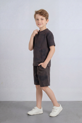 Boy's Tomato Store Summer Outfit Set Tie Dye Style Elastic Waist Draw Cord Detail