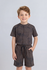 Boy's Tomato Store Summer Outfit Set Tie Dye Style Elastic Waist Draw Cord Detail
