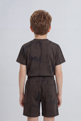 Boy's Tomato Store Summer Outfit Set Tie Dye Style Elastic Waist Draw Cord Detail