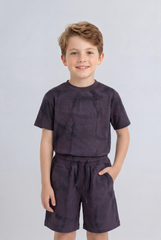 Boy's Tomato Store Summer Outfit Set Tie Dye Style Elastic Waist Draw Cord Detail