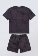 Boy's Tomato Store Summer Outfit Set Tie Dye Style Elastic Waist Draw Cord Detail
