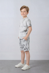 Boy's Tomato Store Summer Outfit Set Tie Dye Style Elastic Waist Draw Cord Detail