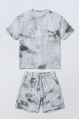 Boy's Tomato Store Summer Outfit Set Tie Dye Style Elastic Waist Draw Cord Detail