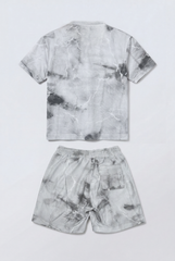 Boy's Tomato Store Summer Outfit Set Tie Dye Style Elastic Waist Draw Cord Detail