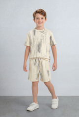 Boy's Tomato Store Tie Dye Co-Ord Set Vertical Wash Effect Outfit Slim Fit