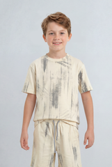 Boy's Tomato Store Tie Dye Co-Ord Set Vertical Wash Effect Outfit Slim Fit
