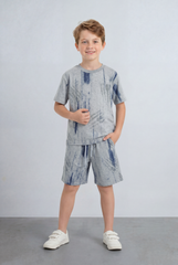 Boy's Tomato Store Tie Dye Co-Ord Set Vertical Wash Effect Outfit Slim Fit