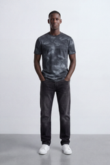 Men’s Tomato Store Marble Wash T-Shirt Abstract Crack Texture Print All Over Washed Effect