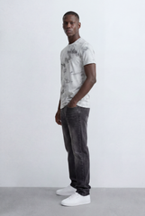 Men’s Tomato Store Marble Wash T-Shirt Abstract Crack Texture Print All Over Washed Effect