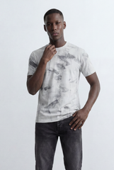 Men’s Tomato Store Marble Wash T-Shirt Abstract Crack Texture Print All Over Washed Effect