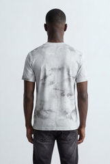Men’s Tomato Store Marble Wash T-Shirt Abstract Crack Texture Print All Over Washed Effect