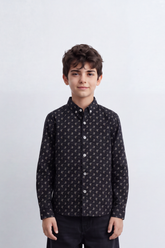 Boy's Tomato Store Fine Poplin Shirt Allover Mini Botanical Print Button-Down Collar Long Sleeve