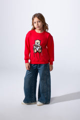 Girl's Long Sleeve Round Neck Slim Fit With Chest Print Casual Everyday Wear Comfy Sweatshirt