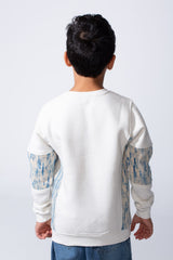 Boy’s Colorblock Panel Slim Fit Melton Crew Neck Sweatshirt
