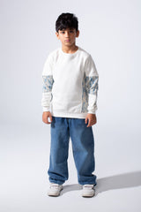 Boy’s Colorblock Panel Slim Fit Melton Crew Neck Sweatshirt